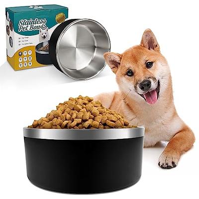IKITCHEN Dog Bowl for Food and Water, 64 Oz Stainless Steel Pet Feeding Bowl,  Durable Non