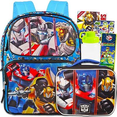 Screen Legends Transformers Backpack with Lunch Box Set for Boys - Bundle  with 15” Transformers Backpack, Lunch Bag, Water Bottle, Tattoos, More