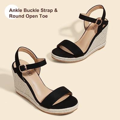 Women's Platform Sandals Wedge Heels Ankle Strap Open Toe Sandals Summer  Dress Espadrilles Shoes 