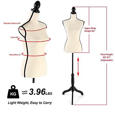 Hombour Female Mannequin Torso Dress Form, Sewing Mannequin Body, Adjustable Manikin with Wooden Tripod Base Stand for Display Dressmaker Jewelry