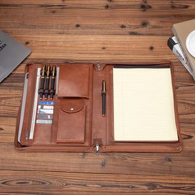 Leather Portfolio with 3 Ring Binder, Personalized Leather Binder