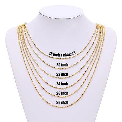 Fiusem 3mm Rope Chain Necklace for Men, Silver Tone Mens Chain Necklace,  Stainless Steel Necklace Chain for Men Women and Boys