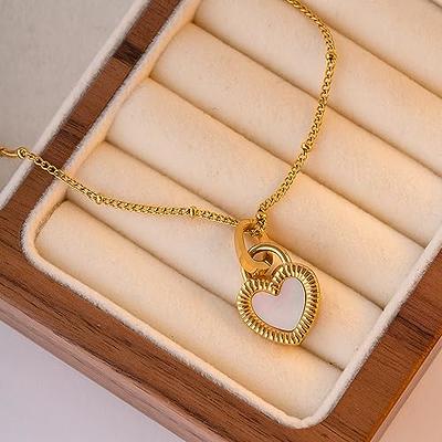 Lock Gold Pendant Necklace for Women by PAVOI