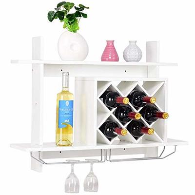 6-Cup Holder Wood Hanging Stemware Hanger Wine Glass Holder Shelf Organizer  Rack