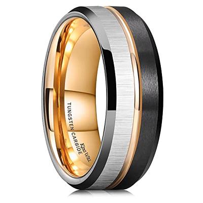 Thorsten Rings ZEUS Flat Brushed Finish Tungsten Carbide Ring with Rose Gold  Plated Groove - 4mm - 10mm W340-FBRG - Diamonds Evermore