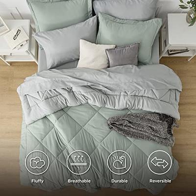 Bedsure Sage Green Queen Comforter Set - 7 Pieces Reversible Bed