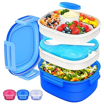 Freezer Lunch Box Container 1.3L Reusable Salad Lunch Containers with Built-In  Ice Pack Leakproof 5 Compartments for Adults/Kids