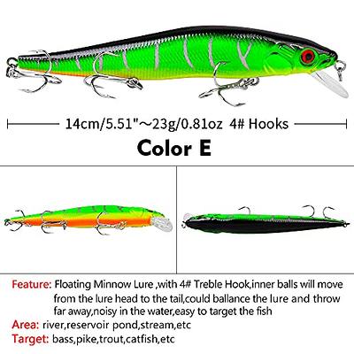 KIKITOY Fishing Lures Inshore Surf Fishing Large Hard Bait Minnow Lure 5Pcs  5.5 Inches 0.8 oz - Yahoo Shopping