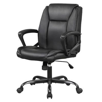 Adjustable Ergonomic High Back Office Chair in PU Leather with Armrests and  Lumbar Support - Black