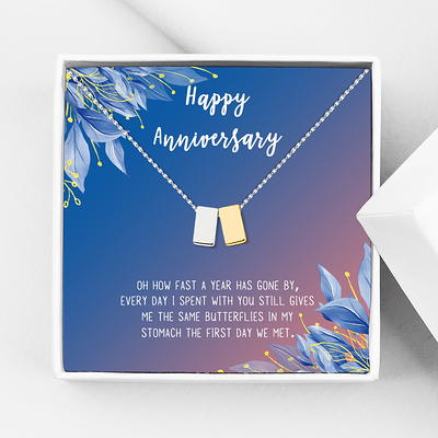 Anavia Happy Anniversary Gift Necklace,Wedding Anniversary Gift for  Wife,Express Love Card Jewelry Gift-[Silver and Gold Double Cube,  Blue-Orange Gift Card] - Yahoo Shopping