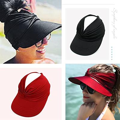 Sun Hat Women Sun Beach Visor Cap UV Protection with Wide Brim for Sports  Beach Golf Hiking (Black/Black) - Yahoo Shopping