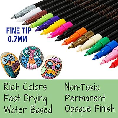 RESTLY Acrylic Paint Pens 60 Colors Acrylic Paint Marker 0.7mm Extra Fine Paint  Pens for Canvas Rock Painting Wood Glass Metal Ceramic stone