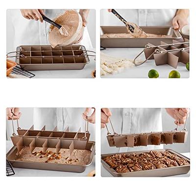 Brownie Pan with Dividers, Non-Stick Backing Pan, Brownie Pan, Lasagna Pan,  Brownie Trays,18 Pre-slice Brownie Pan All Edges, Muffin and Cupcake Pan