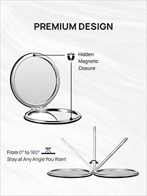 Kintion Compact Mirror with Light, 1X/10X Magnification Travel Mirror,  Rechargeable Pocket Mirror LED Purse Mirror, 2-Sided, Folding, Handheld,  Round