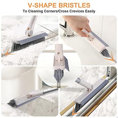Grout Scrub Brush with 57 Telescopic Handle, Shower Floor Brush Scrubber  with V
