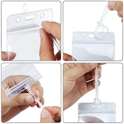 Durable Clear Luggage Tag Holders with Loop Straps - Set of 12 | Waterproof  ID Card Badge Holder for Travel and More