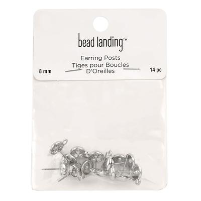 8mm Earring Posts, 14ct. by Bead Landing™ in Rhodium