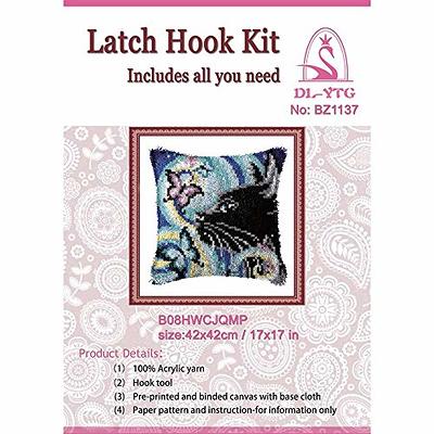 MLADEN Latch Hook Rug Kits DIY Crochet Yarn Rugs Hooking Craft Kit with  Color Preprinted Pattern Design for Adults Kids 20 X 14 (cat 20x14inch) cat  20x14inch