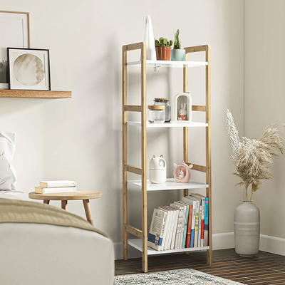  keomaisyto 3-Tier Bathroom Ladder Shelf, Floor Storage Shelf  with Drawer, Freestanding Open Tower Shelving Unit for Bathroom Living Room  Balcony（White） : Home & Kitchen