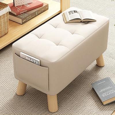 Cpintltr Foot Stool Velvet Storage Ottoman with Removable Lid