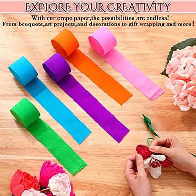 Pink Crepe Paper Streamers 8 Rolls, Party Streamers for Birthday Wedding Baby Bridal Shower Decorations Halloween Christmas Craft Supplies (1.8 inch