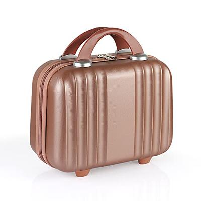 Lzttyee Small Hard Shell Cosmetic Case Travel Hand Luggage Portable  Carrying Makeup Case Suitcase Rose gold