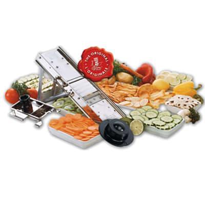 Brentwood Mandolin Slicer with 5-Cup Storage Container and 4-Interchangeable Stainless Steel Blades, Green