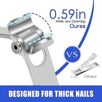 Toe Nail Clippers Adult - Straight Nail Clipper for Ingrown Toenail,  Oversized Wide Jaw Opening 15mm for Thick Nails,Heavy Duty Toe Nail Clippers,  Men and Seniors -Silver by WEKEY (Silver) - Yahoo