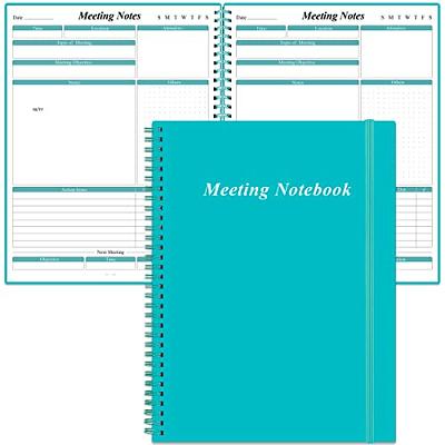 SUNEE Meeting Notebook for Work with Action Items - 240 Pages, A4 Size  Project Planner, Spiral Meeting Agenda/Minutes Notebook Organizer for Women
