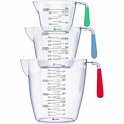 Plastic Measuring Cup choice of 1-Cup, 2-Cup, 4-Cup or Set of 3 pcs with  Grip and Spout easy to read (2-Cup)