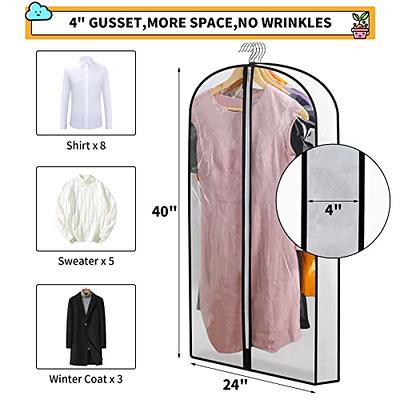 40 Clear Garment Bags for Hanging Clothes Storage with 4