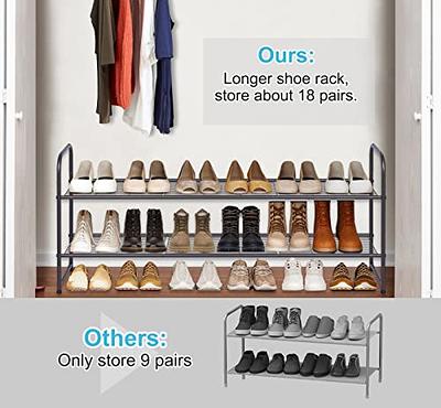 AOODA 4 Tier Long Shoe Organizer for Closet, Wide Stackable Metal Shoe Rack  for