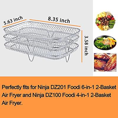 3 Pack Stackable Air Fryer Racks Rectangle Air Fryer Mesh Tray Multi-Layer  Toast Racks Stainless Steel Dehydration Rack Compatible with Dual Air