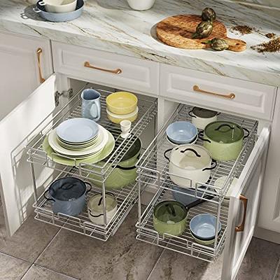 OCG Pull Out Cabinet Organizer 20 W x 21 D, Slide Out Wood Drawer Shelf,  Pull Out Shelves for Base Cabinet Organization in Kitchen, Pantry, Bathroom