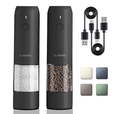 OVENTE 2 in 1 Stainless Steel Sea Salt and Pepper Grinder with Ceramic  Blade, Automatic One Hand Operation & Battery Operated Salt & Pepper Mill  Easy