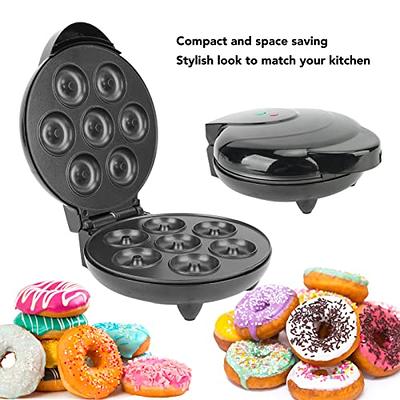 Donut Maker, 1000W Makes 7 Doughnuts Mini Donut Maker Machine Double Sided  Heating Prevent Stick Portable Mini Electric Donut Making Baker Machine for  Home Bakery Dessert Shop (US Plug 110V, Black) 