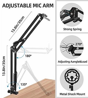 Blue Yeti Microphone Stand with Foam Cover - Suspension Boom Scissor Arm  Stand and Mic Windscreen Pop Filter Compatible with Blue Yeti Microphone by