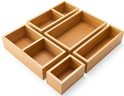 Seville Classics 5-Piece Storage Drawer Organizer Boxes, Natural