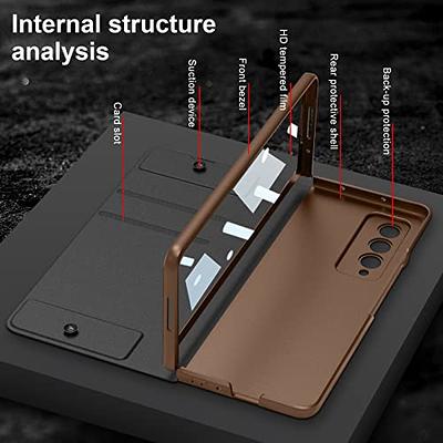 For Samsung Galaxy Z Fold 4 Luxury Leather Cover Flip Glass Case