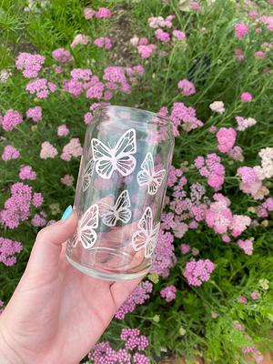 Personalized Beer Can Glass Glass Can Tumbler Flower Glass 