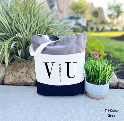 Canvas Tote Bag with Name & Initial - Personalized Brides