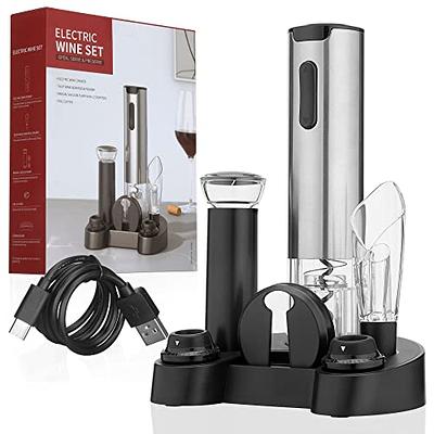 Buy Electric Wine Opener Set ,5-in-1 Automatic Wine Bottle Opener with USB  Charging for Party Bar Home Kitchen Restaurant,Wine Bottle Opener with Foil  Cutter Vacuum Stoppers Pourer ,Wine Lovers Gift Set Online