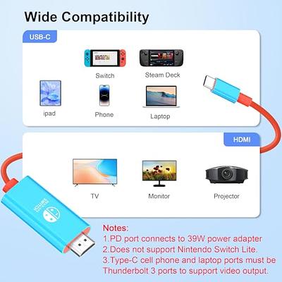 Switch Dock for Nintendo Switch OLED, 3 in 1 Switch TV Adapter with 4K 60Hz  HDMI, USB 2.0 Port, Type C 30W Charger, Portable Switch Docking Station