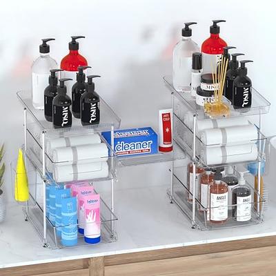 SPACEKEEPER Under Sink Organizer, Sliding Cabinet Basket Organizer 2 Tier  Under Bathroom Storage Rack with Hooks, Hanging Cup, Dividers,  Multi-purpose Storage Shelf for Bathroom Kitchen, White - Yahoo Shopping