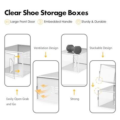 SEE SPRING XX-Large Shoe Storage Box Fit Size 13, Clear Plastic Stackable Shoe  Organizer for Closet, Space Saving Sneaker Shoe Rack Containers Bins  Holders for Entryway, Under Bed, 12 Pack Clear 