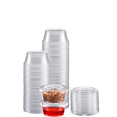 100 Sets] 4 oz Small Plastic Containers with Lids, Jello Shot Cups