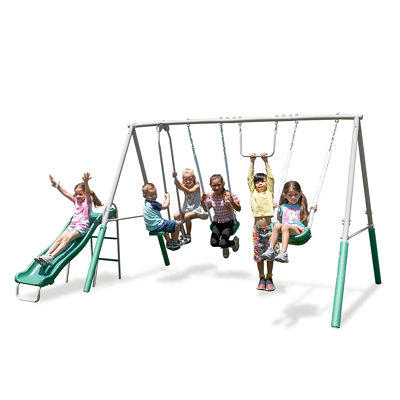 The Swing Company Northridge Metal Swing Set With Saucer Swing And 5' Slide  : Target