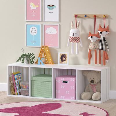 Lerliuo Kids Toy Storage Organizer, Children Small Bookcase and Bookshelf,  Toddler 4 Cubby Toy Storage Cabinet, Toy Shelf for Playroom, Bedroom