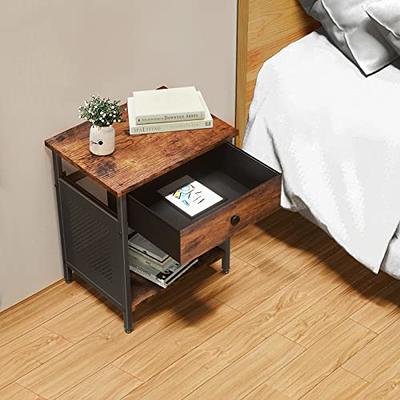 Kinbor Set of 2 Nightstands Bedside Tables with Drawers Modern Nightstand Accent Furniture for Bedroom Living Room White, Size: Medium