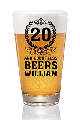 Customized Beer Can Glasses (2x) 16 oz engraved Vintage Logo